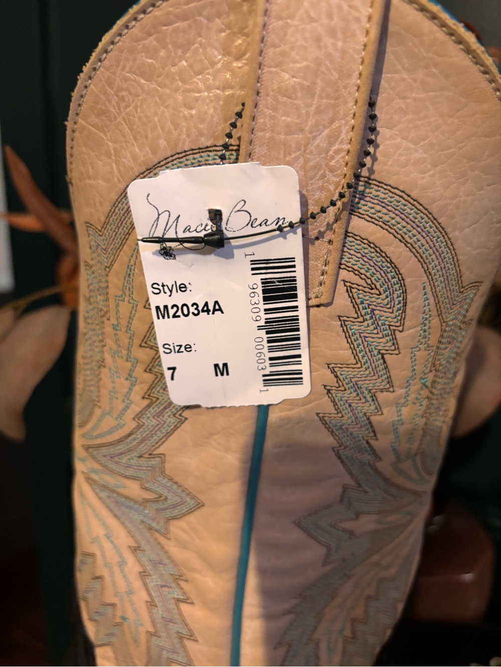 Macie Bean Two-Tone Western Boots — Black & Tan Exotic Amazonian Big Bass - Picture 7 of 15